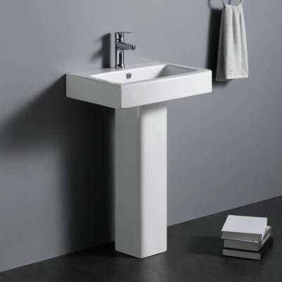 PB206 Factory direct sell rectangle shape ceramic vitreous china hand wash basin with pedestal