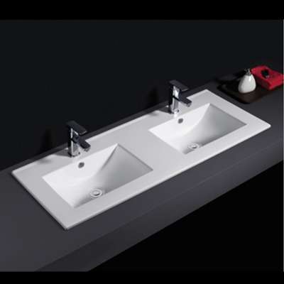 CB1200D Modern Style Above Counter Bathroom Sink Ceramics Washbasin  Double Bowl Cabinet Wash Hand Basin