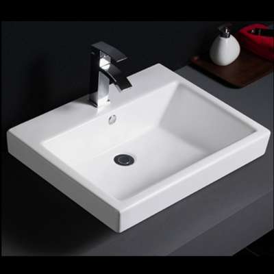 568 Home decorated modern design table top pure white ceramic basin for hotel