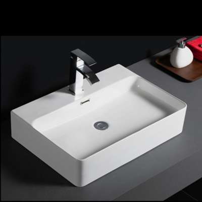 536 Wholesale single tap hole rectangle shape stylish bathroom washing hand basin