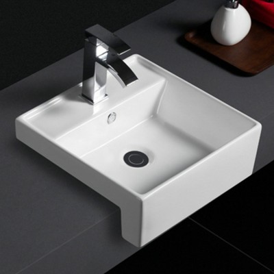 588 European style small sizes ceramic semi recessed wash basin for restaurant